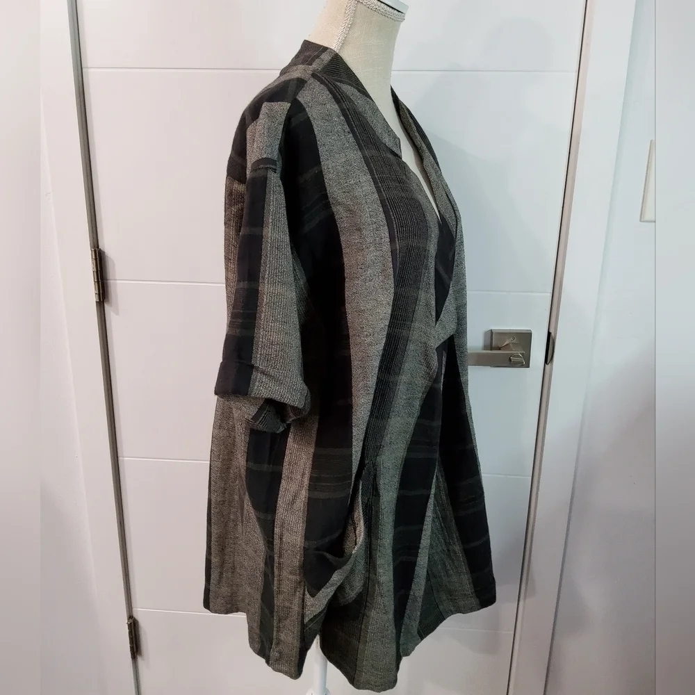 Free People Plai Check Oversize Tunic Kaftan Mini Dress Size XS
